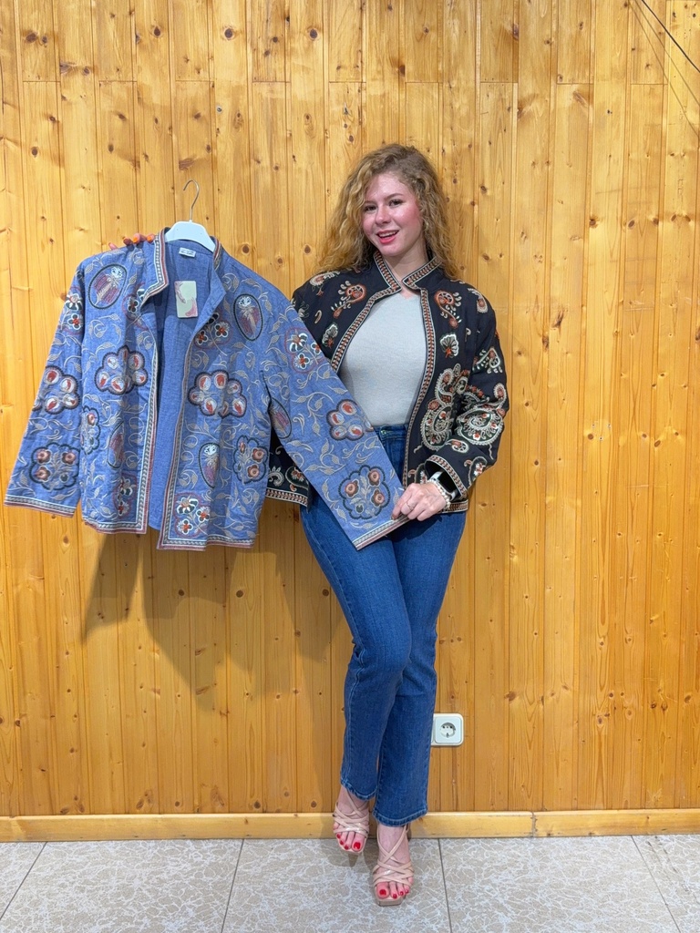 Chaqueta Bordada Estilo Mao