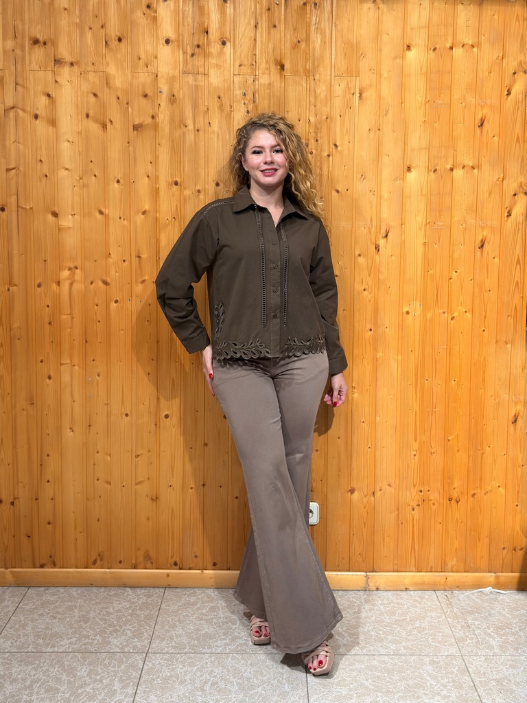 Blusa Vaquera Bordada Marrón