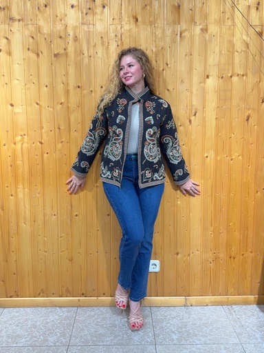 Chaqueta Bordada Estilo Mao