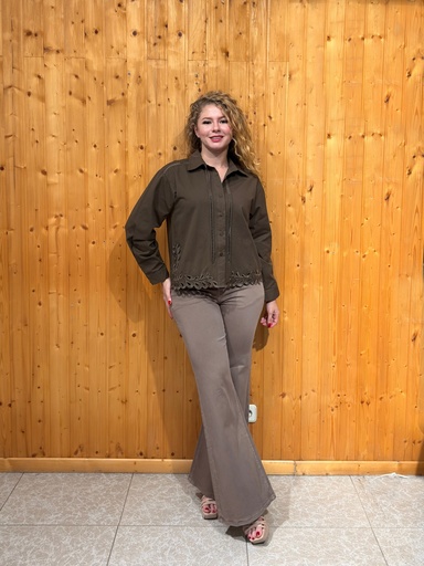 Blusa Vaquera Bordada Marrón